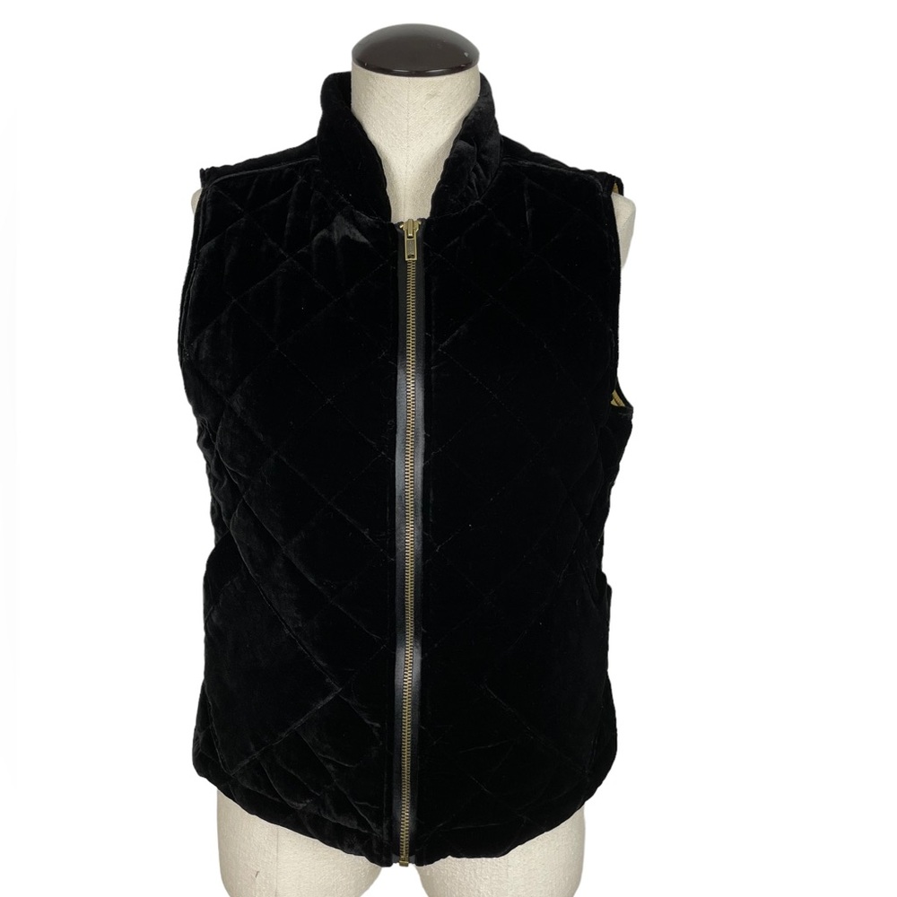 NWT Eddie Bauer Sport Shop 1920 Velvet Quilted Vest Black Medium